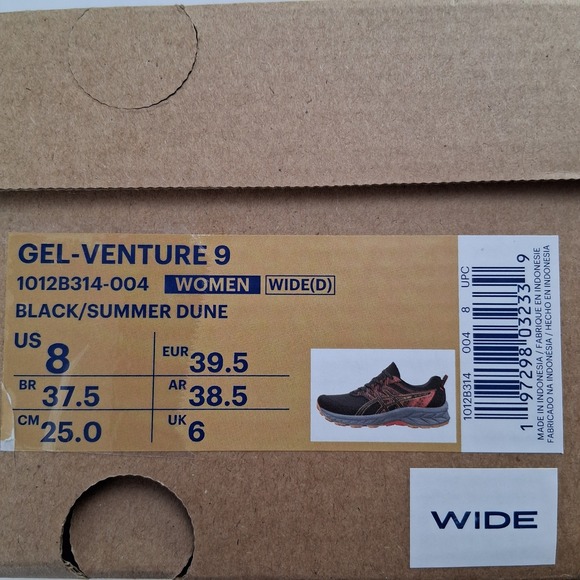 ASICS Gel-Venture 9 Women's Trail Running Shoes Black/Summer Dune 8W NEW IN BOX! - Picture 12 of 12